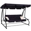 Balansoar gradina, 4 locuri, negru, 220x120x162 cm, functie pat, Linda GartenVIP DiyLine, Springos
