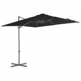 Umbrelă &icirc;n consolă cu st&acirc;lp din oțel, negru, 250x250 cm, vidaXL