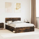 Cumpara ieftin Cadru de pat Stejar fumuriu 140 x 190 cm Lemn de pin masiv
