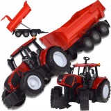 Tractor mare cu remorcă basculantă și mecanism fricțional, set jucărie pentru copii 3+