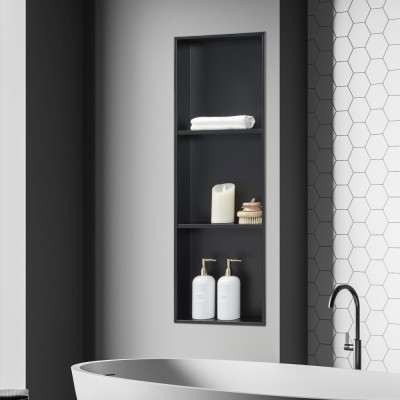 Nisa perete Kristinehamn 92x32x10cm negru cu 3 polite [neu.haus] HausGarden Leisure foto