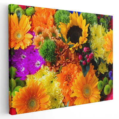 Tablou crizanteme floarea soarelui Tablou canvas pe panza CU RAMA 60x90 cm foto