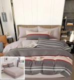 Cumpara ieftin Lenjerie Pat Bumbac Gri Cu Elastic 6 Piese (200x230, 180x200) + 4 Fete Perna (55x75, 70x70)