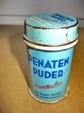 B279-I-Cutie pudra Penaten Puder copii si corp metal interbelica.