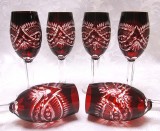 SET PAHARE CRISTAL COLORAT RUBIN - PAHARE LICHIOR 13.5 CM