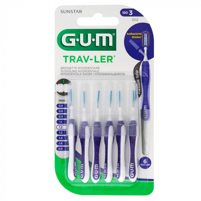 Set 6x Periute Interdentare, GUM, Trav-Ler, pentru Curatare in Profunzime, Tratate cu Clorhexidina,