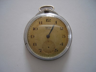 Ceas de buzunar Anker, 15 rubis, tip slim, defect foto