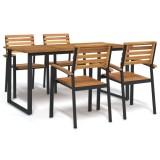Cumpara ieftin Set mobilier de grădină, 5 piese, lemn masiv de acacia și metal