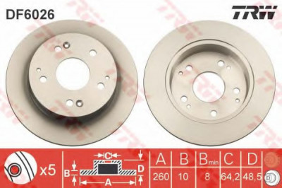 Disc frana HONDA CIVIC VII Hatchback (EU, EP, EV) (1999 - 2006) TRW DF6026 foto