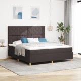 vidaXL Pat Box Spring cu saltea maro &icirc;nchis Super King țesătură