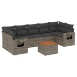 Set canapele de gradina cu perne, 8 piese, gri, poliratan