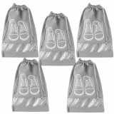Cumpara ieftin Set 5 huse gri 27 x 36 cm pentru incaltaminte, saci organizatori pantofi cu snur