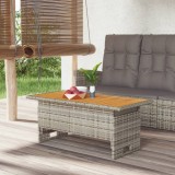 VidaXL Masă de grădină gri 100x50x43/63 cm lemn acacia și poliratan