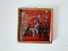 Tablou vechi mic, pictura pe sticla, expresionist &ndash; Procesiune &ndash; 10x10 cm, Istorice, Cerneala, Miniatura