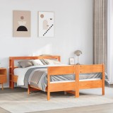 VidaXL Cadru pat fără saltea, maro ceruit, 135x190 cm, lemn masiv pin
