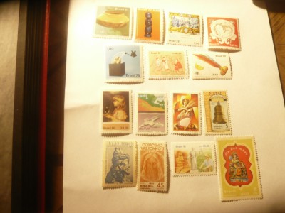 Lot 15 Timbre Brazilia nestampilate ,serie 1val. sau deparaiate : Arta , Craciun foto