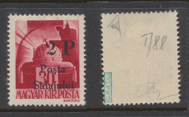 1945 ROMANIA Posta Salajului timbru local 2P/ 30f coroana MNH expertizat Ratai