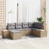 VidaXL Set de canapele pentru grădină cu pernă 6 pcs Bej Rattan poli 3348121
