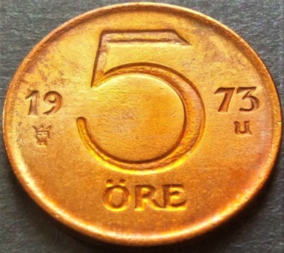 Moneda 5 ORE - SUEDIA, anul 1973 *cod 3291 A foto