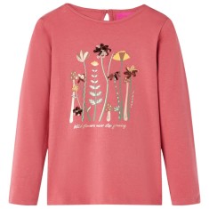 Tricou pentru copii cu m&acirc;neci lungi, roz antichizat, 104
