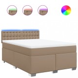 Cumpara ieftin Pat box spring cu saltea, cappuccino, 140x190cm piele ecologica