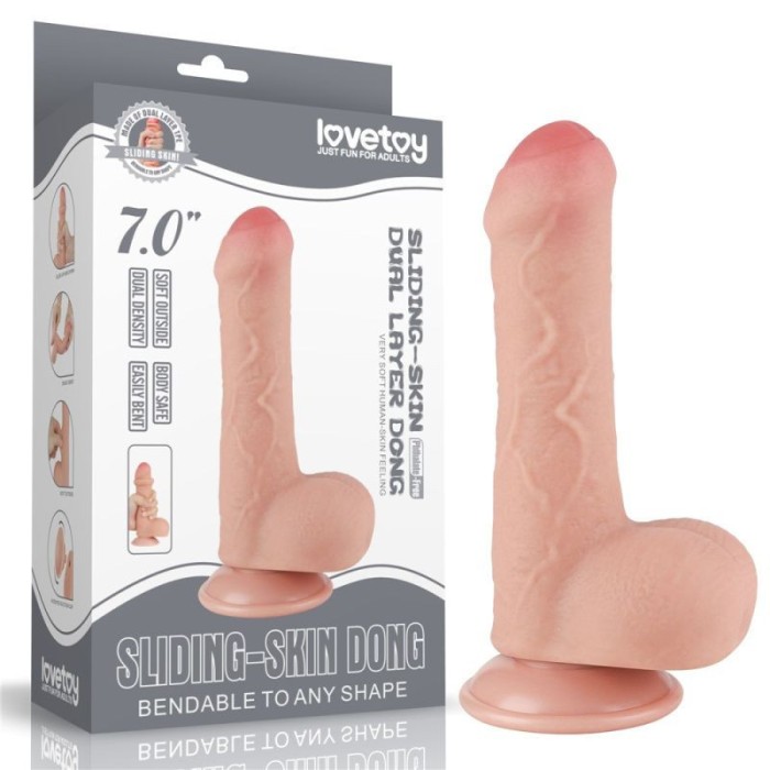 DILDO 7&#039;&#039; SLIDING SKIN DUAL LAYER DONG FLESH (18.3cm)