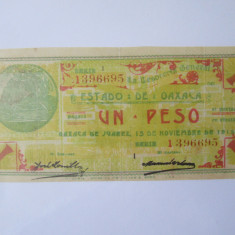 Rara! Mexic 1 Peso 1915 statul Oaxaca,vedeți imaginile