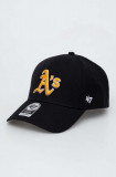 47brand șapcă MLB Oakland Athletics culoarea negru, cu imprimeu, 47 Brand