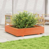 vidaXL Jardinieră grădină, maro ceruit, 110x110x26,5cm, lemn masiv pin