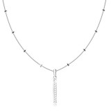 Colier din argint 925 &ndash; lanț cu model de șarpe, dreptunghi subțire cu zirconii transparente