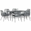 VidaXL Set de sufragerie de grădină de 7 piese sticlă poliratan gri 3334482