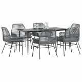 Gossi set de sufragerie de gradina de 7 piese sticla poliratan gri