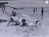 carte postala gen fotografie interesanta. DOAMNA SI COPILUL pe malul marii