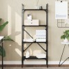 Biblioteca Gossi Neagra, 4 Niveluri, 56x31.5x138.5 cm, Lemn Compozit, Rafturi Depozitare, Cadru Otel Robust, Mobila Living