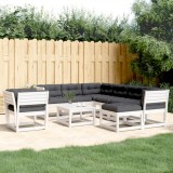 Gossi set mobilier gradina cu perne, 8 piese, alb, lemn masiv de pin