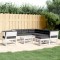 Gossi set mobilier gradina cu perne, 8 piese, alb, lemn masiv de pin