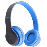 Casti Wireless Bluetooth P47 Albastre, Radio FM, Microfon, Slot SD Card, AUX, Pliabile, Autonomie 2h