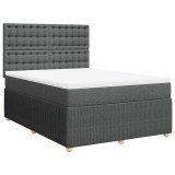 Cumpara ieftin Pat continental cu saltea, gri inchis, 160x200 cm, tesatura