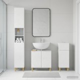 Cumpara ieftin Set de cabinet pentru baie cu 3 piese DELFT Alb foarte lucios