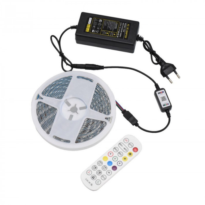 Kit Banda Led 5050 RGB IP65 / 5m cu Bluetooth + Telecomanda