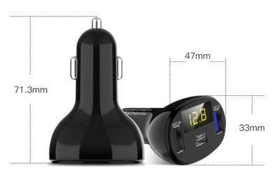INCARCATOR AUTO 1XUSB QC3.0 CU AFISAJ TENSIUNE/PUTERE LED 02784 foto