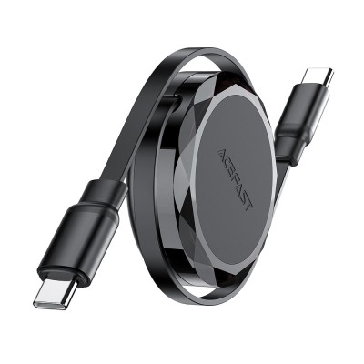 Acefast - Data Cable (C13-03) - Type-C to Type-C, 60W, Dual Retraction Charging Data Cable, Fast Charging, 0.8m - Black foto