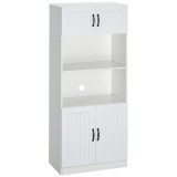 HOMCOM Mobilier de bucătărie Bufet Dulap, Stil rustic, 2 dulapuri, 2 rafturi, 70 cm x 40 cm x 170 cm Alb + Negru | Aosom Romania