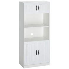 HOMCOM Mobilier de bucătărie Bufet Dulap, Stil rustic, 2 dulapuri, 2 rafturi, 70 cm x 40 cm x 170 cm Alb + Negru | Aosom Romania