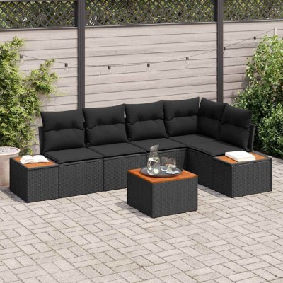 vidaXL Set de canapele pentru grădină 6 pcs Negru 264 x 154 x 85 cm 3356758 foto