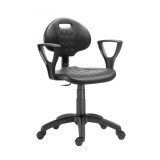 SCAUN PROFESIONAL 1290 PU NOR - Metalica-cromata cu role - Fara brate - Fara inaltator - Contact permanent reglabil