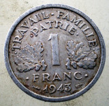 1.172 FRANTA VICHY WWII 1 FRANC 1943, Europa, Aluminiu