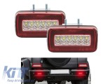 Kit de lumini LED suplimentare pentru ceata, potrivit pentru bara din spate a Mercedes G-Class W463 1986-2018, cu baza rosie si alba, stanga si dreapt