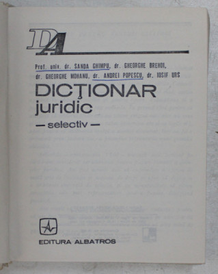 DICTIONAR JURIDIC-SANDA GHIMPU , 1985 foto