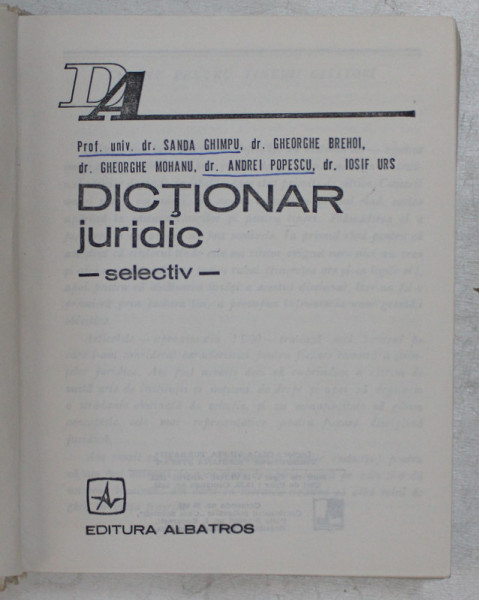 DICTIONAR JURIDIC-SANDA GHIMPU , 1985